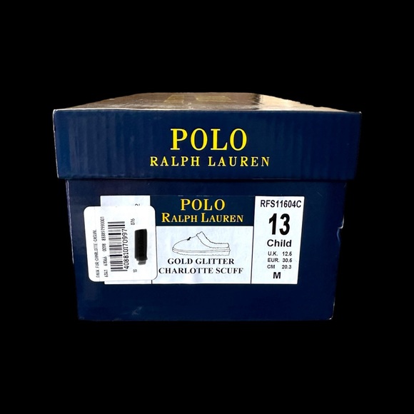 NWT Polo Ralph Lauren Gold Glitter Charlotte Scuff Slippers 13 (Little Kid) - Picture 10 of 10